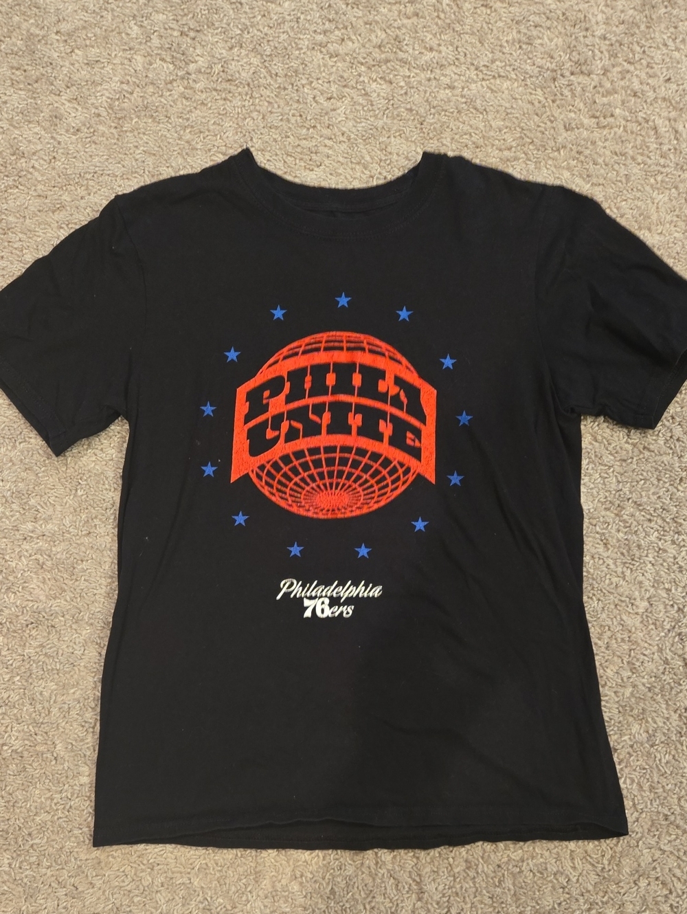 Fanatics Black Tee with Red Globe and Blue Stars - Phila Unite